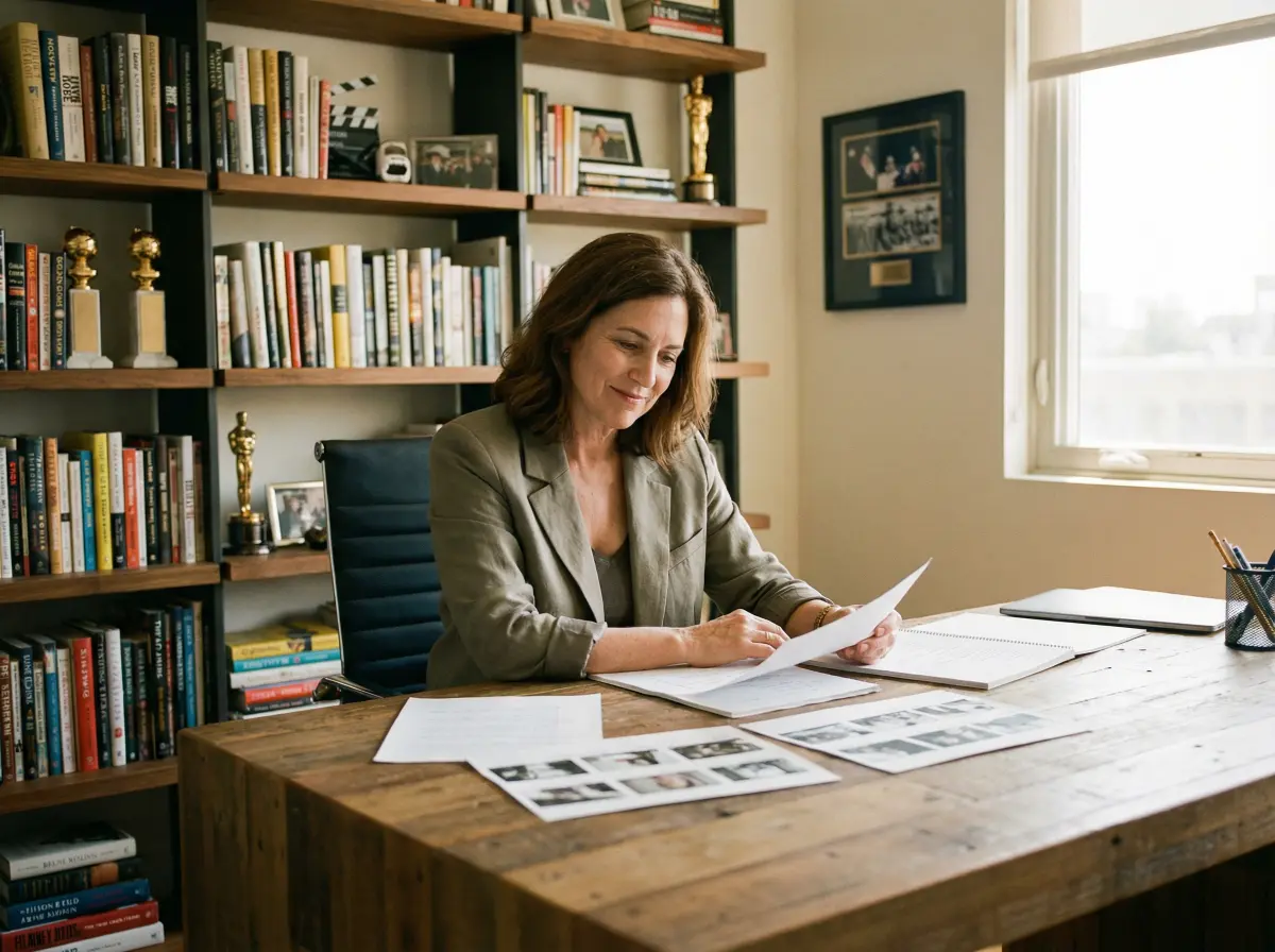 资深制片人在办公室审阅剧本的 小马拉大车 场景